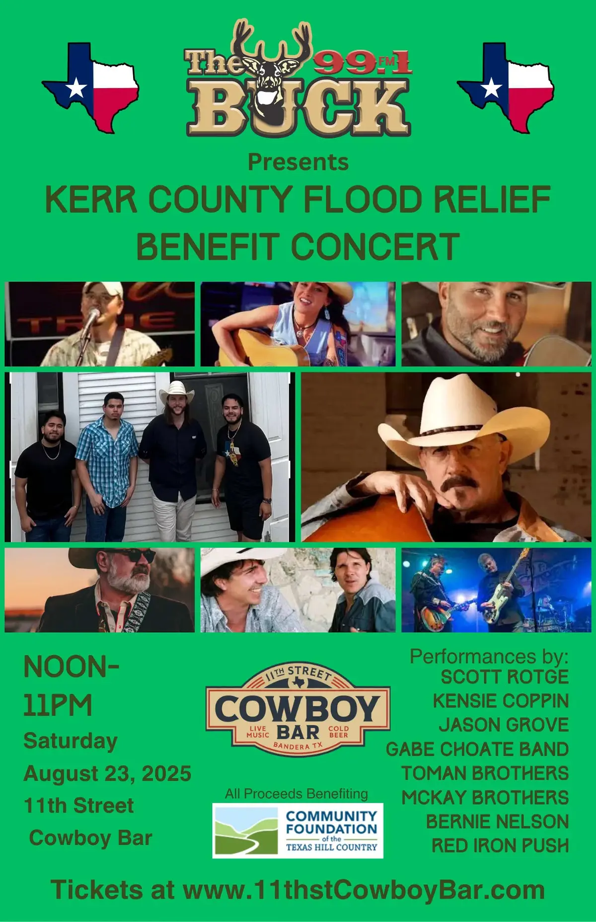 The Buck presents Kerr County Flood Relief Benefit Concert
