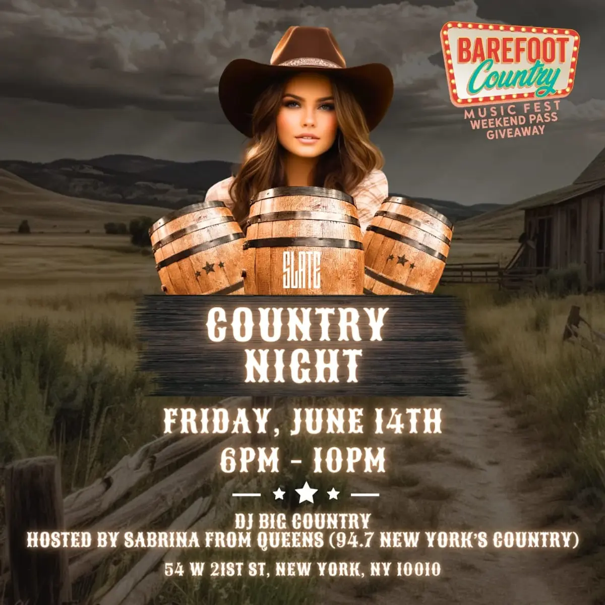 Country Music Happy Hour. Slate Friday 6/14