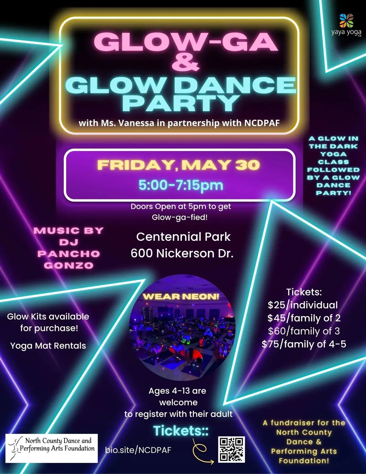 Glow-ga and Glow Dance Party-NCDPAF Fundraiser