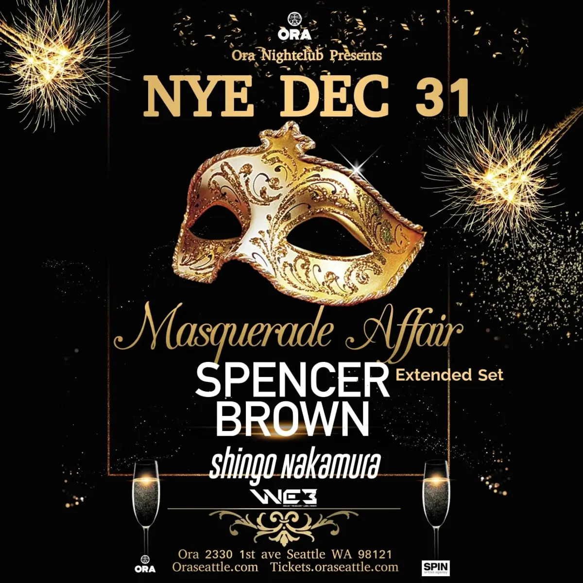 New Year's Eve Masquerade Affair feat Spencer Brown & Shingo Nakamura at Ora