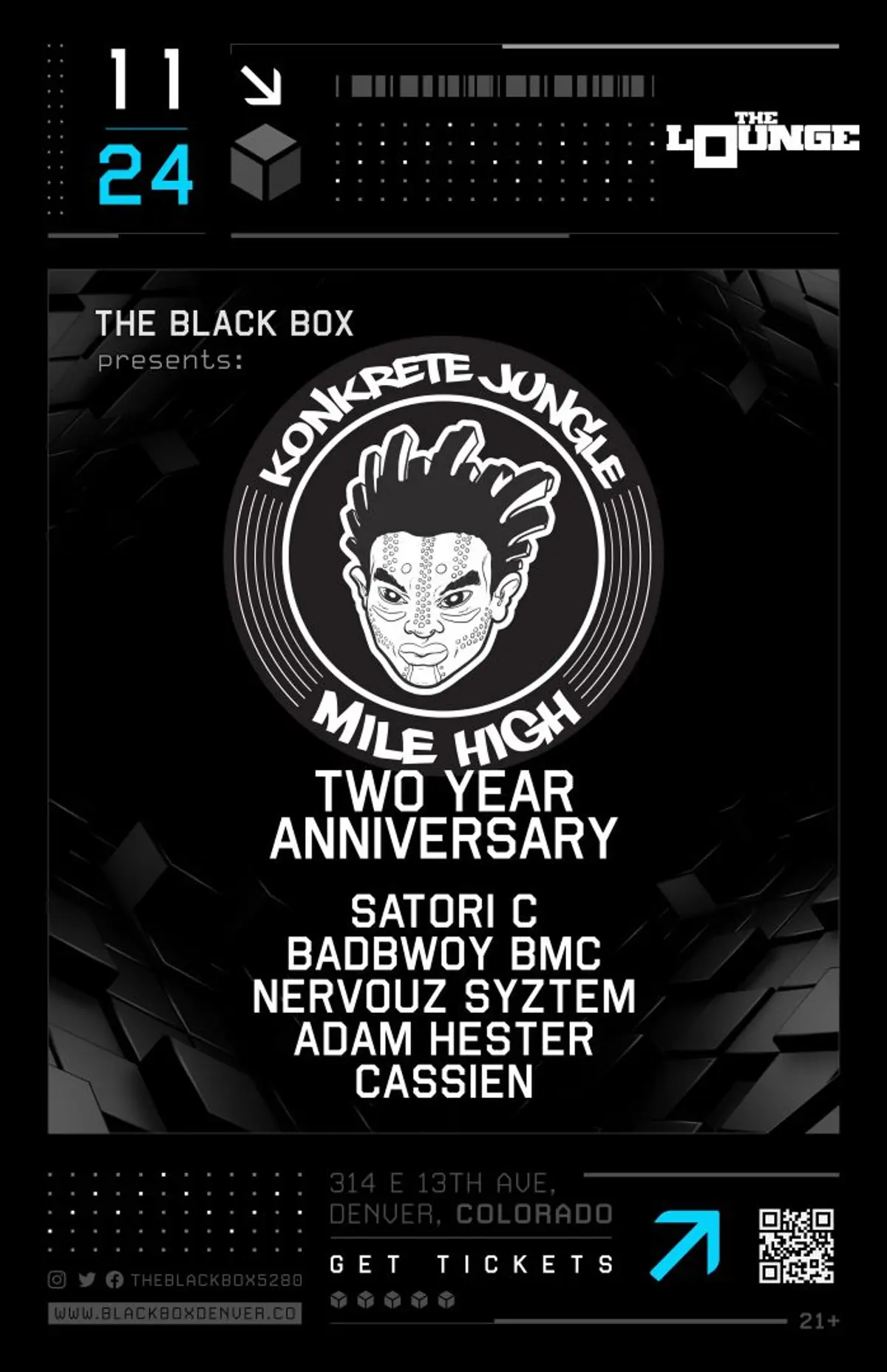 Konkrete Jungle Mile High - Two Year Anniversary: Satori C, Badbwoy BMC, Nervouz Syztem, Adam Hester, Cassien