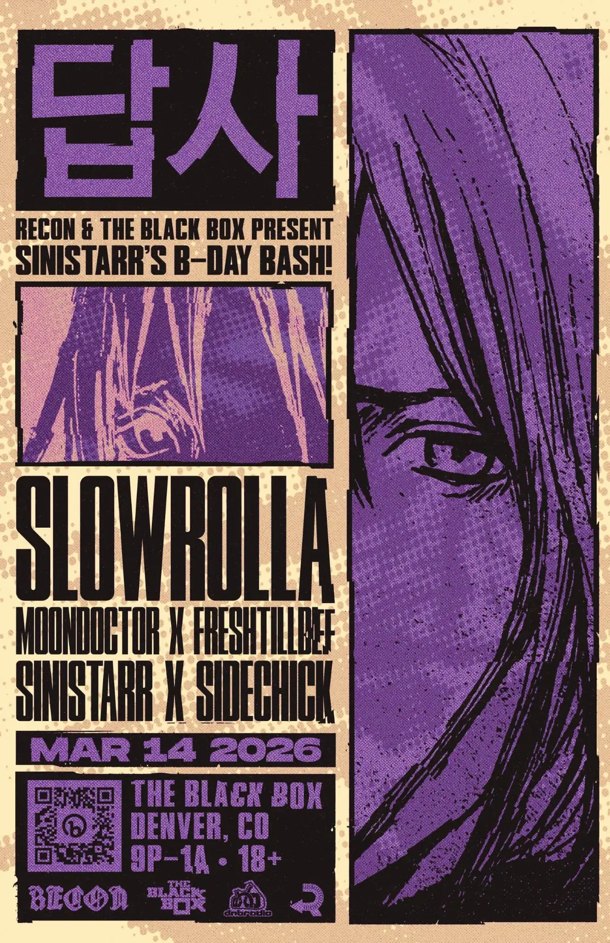 The Black Box & Recon present: Slowrolla w/ Moondoctor x Freshtilldef, Sinistarr x Sidechick (360 Event)