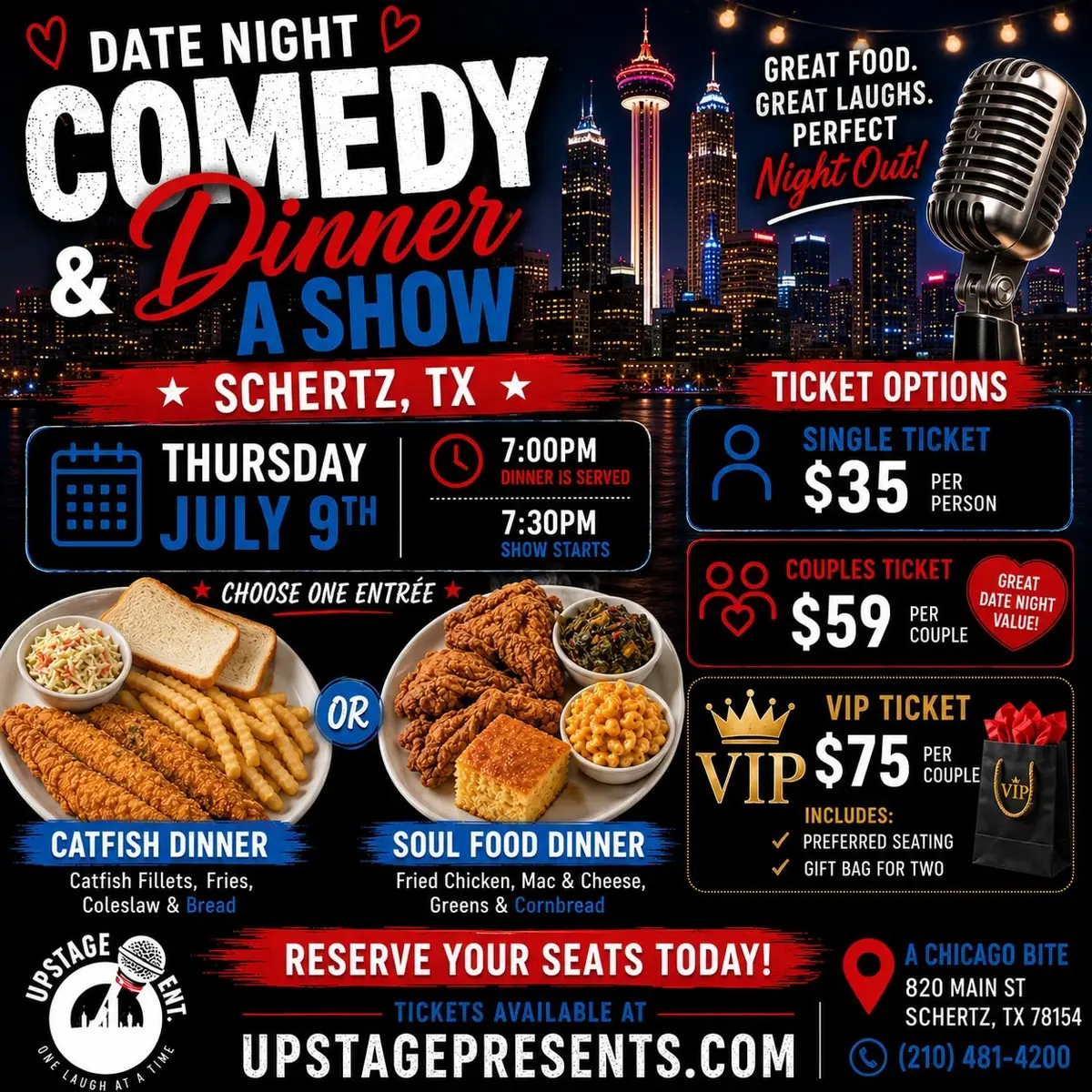 Date Night Comedy Dinner & A Show @Chicago Bite - 7PM (2nd Show Added)