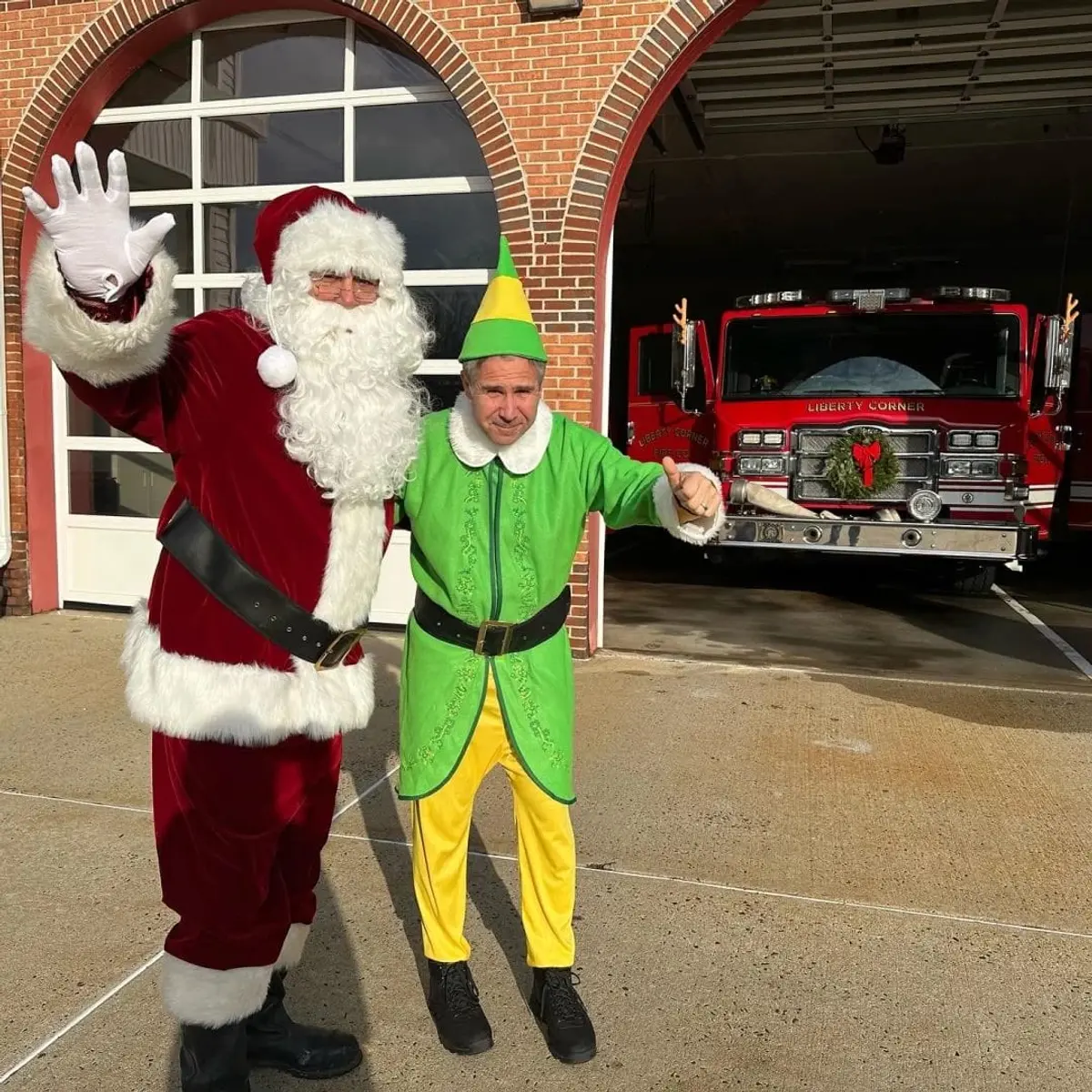 Santa Claus' Early Christmas on a Firetruck