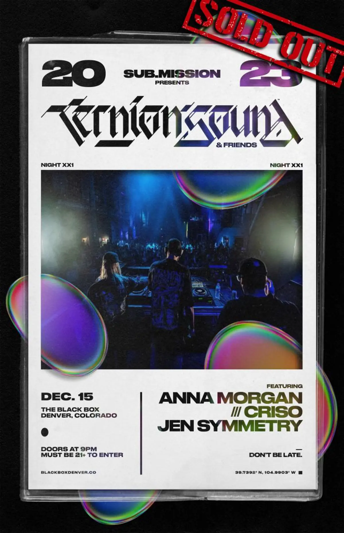 Sub.mission presents: Ternion Sound (Night One) w/ Anna Morgan, Criso, Jen Symmetry *SOLD OUT*