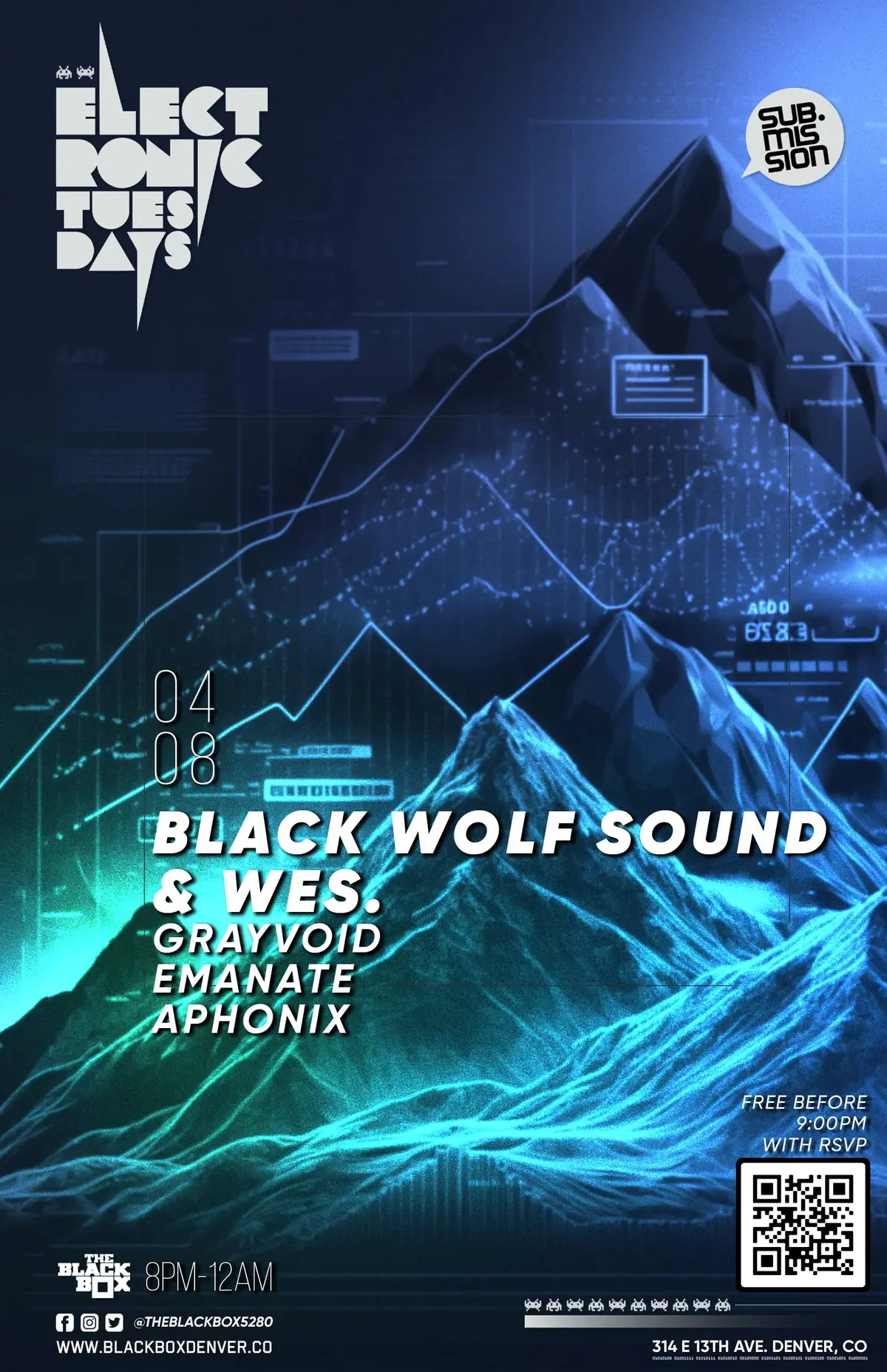 Sub.mission Electronic Tuesdays: Black Wolf Sound & Wes. w/ GrayVoid, Emanate, Aphonix