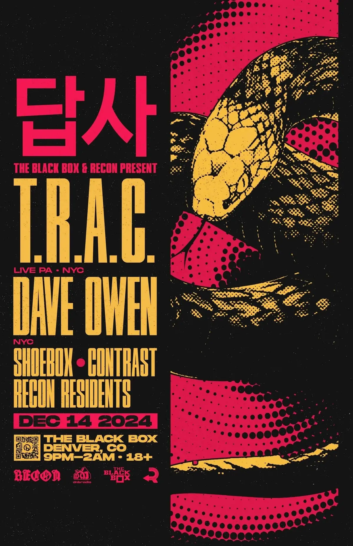 The Black Box & Recon present: T.R.A.C. & Dave Owen w/ Shoebox, Contrast, Recon Residents