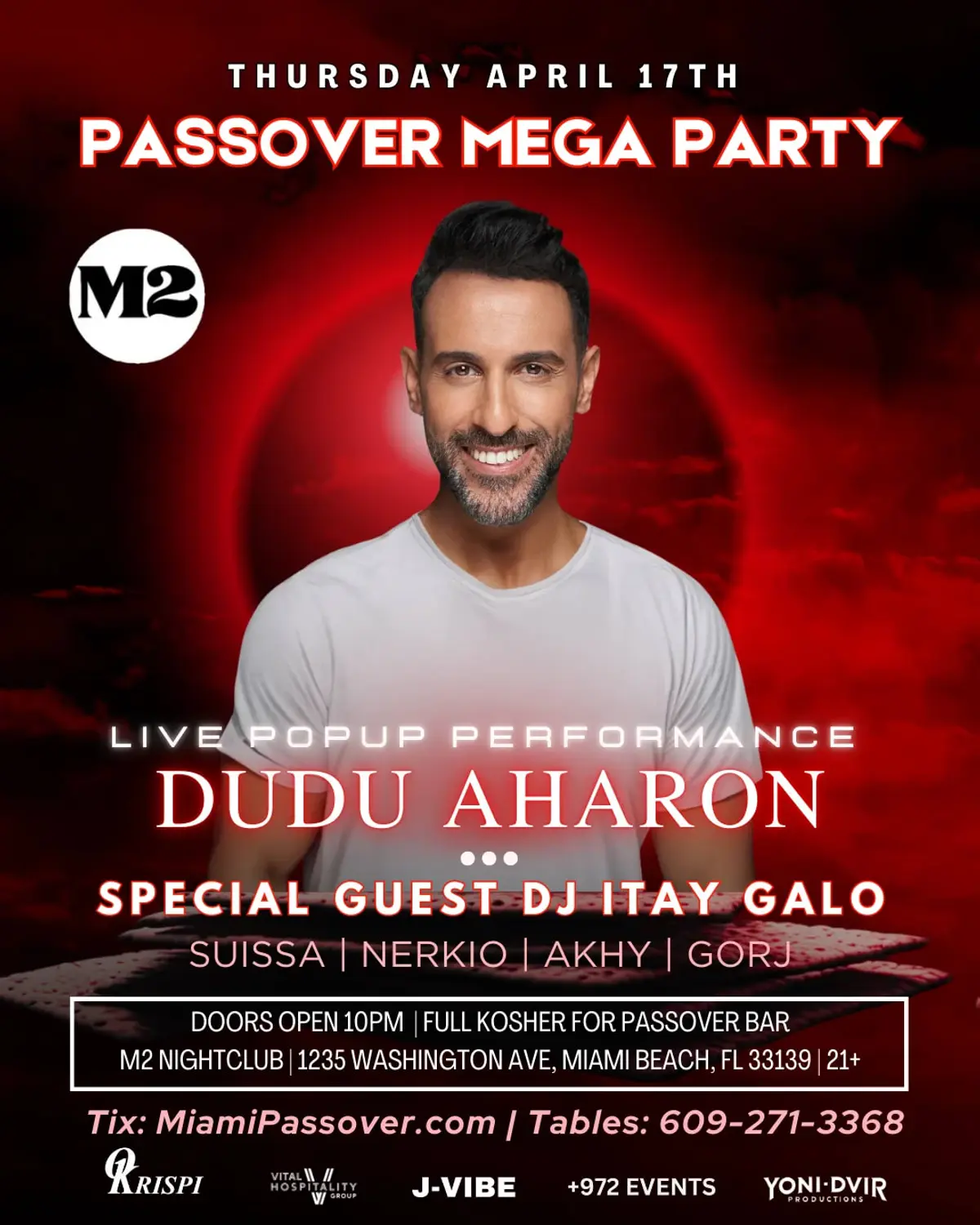 PASSOVER Mega Party w/ DUDU AHARON @ M2 Nightclub Miami - Thursday 4/17