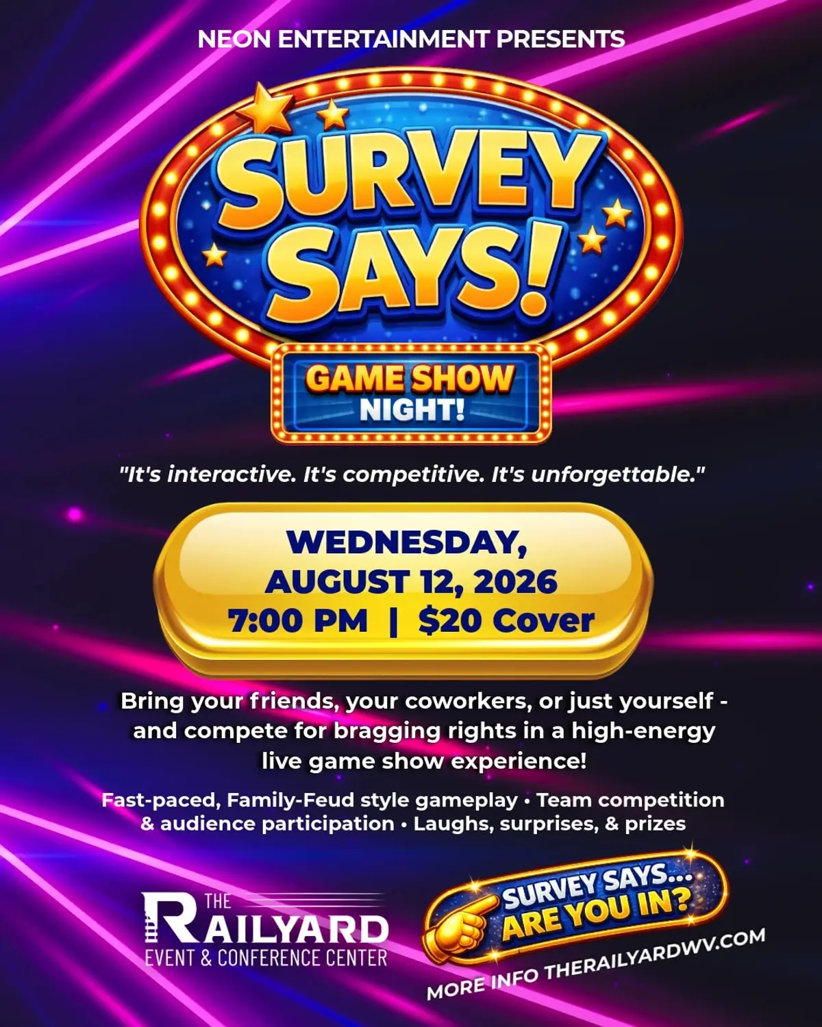 Neon Entertainment Game Show Night: Survey Says