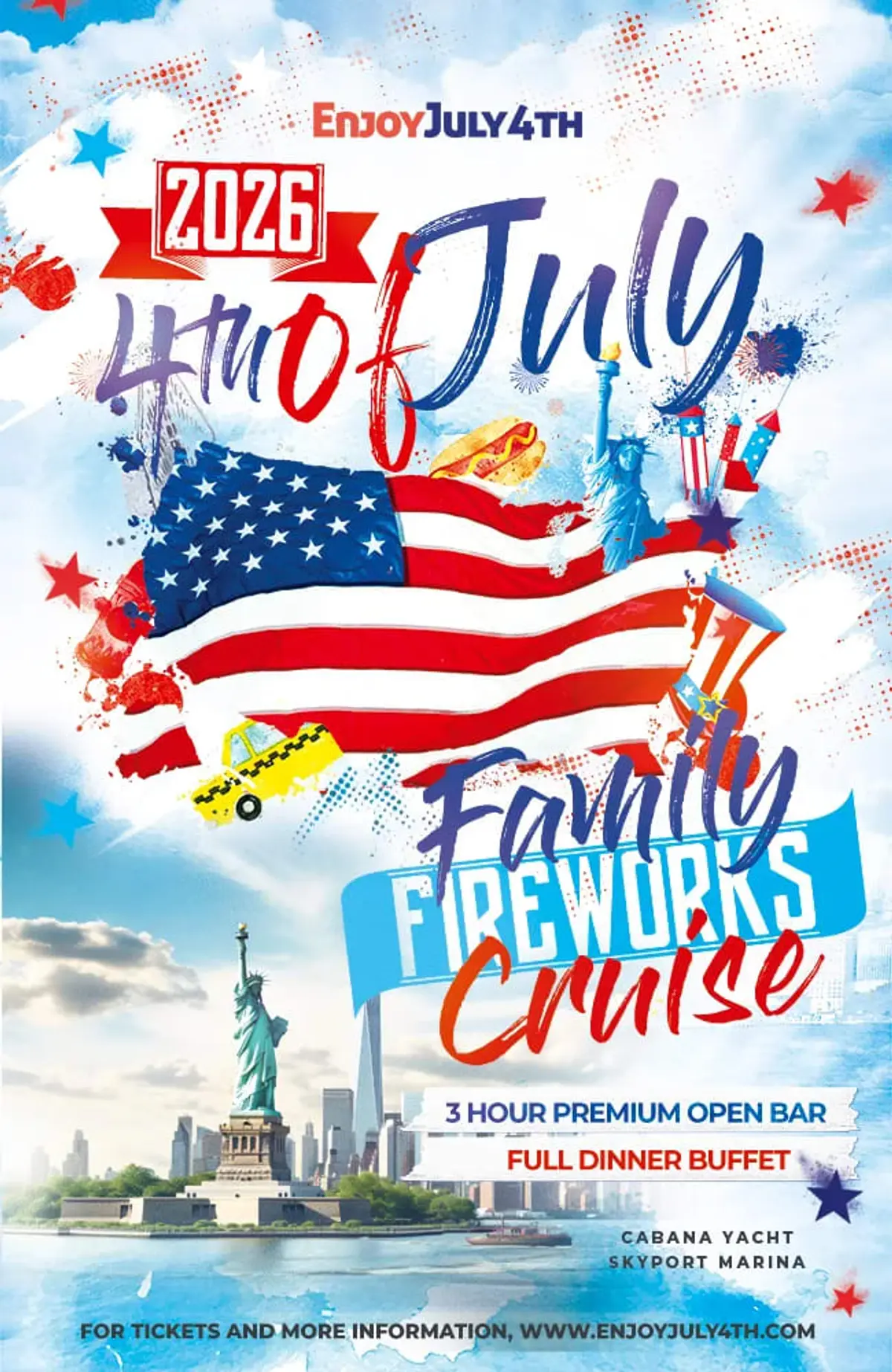 Historic 4th of July Family Fireworks Cruise with Premium Open Bar, Buffet, Live DJ