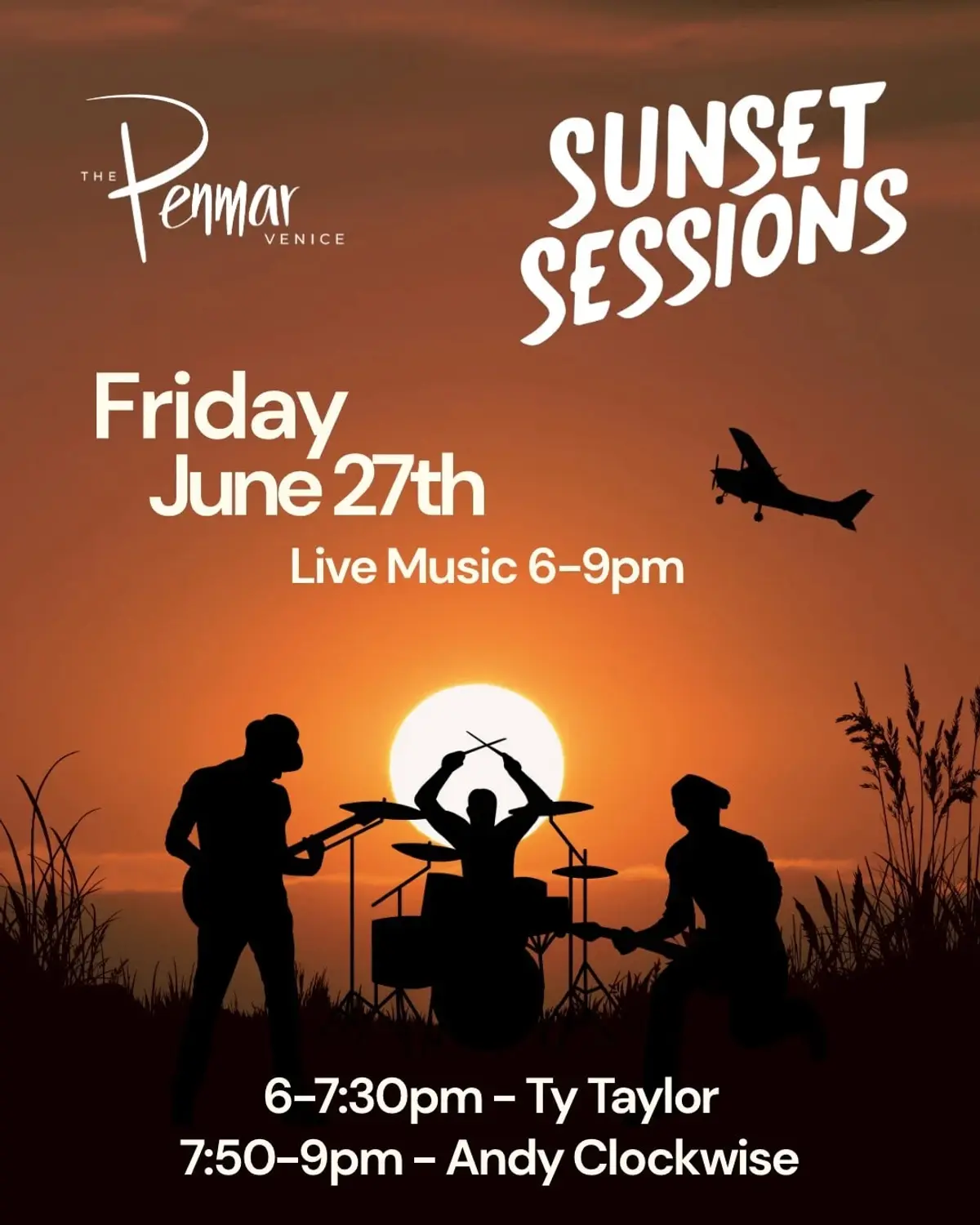 June 27th Sunset Sessions with Ty Taylor and Andy Clockwise