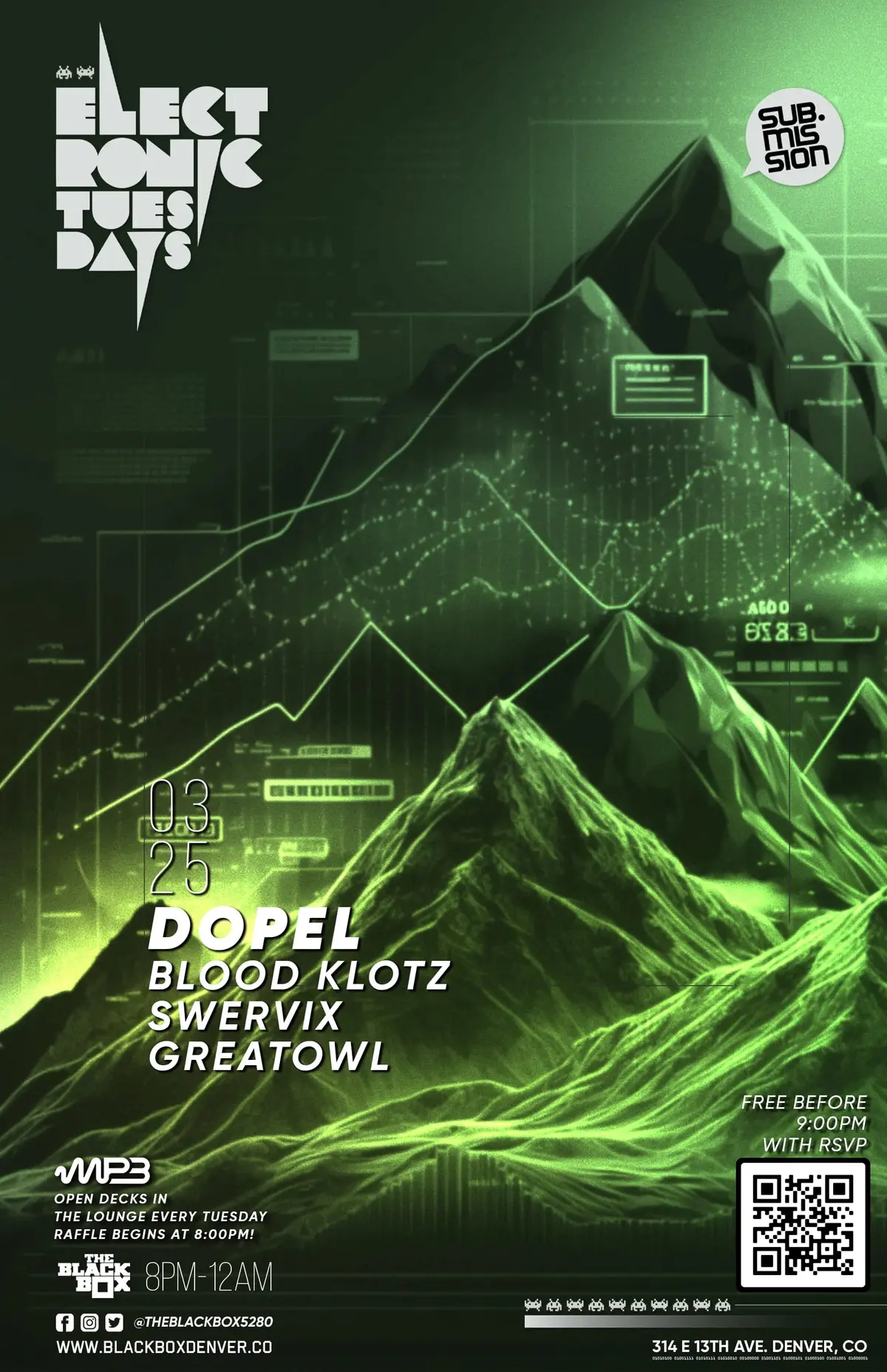 Sub.mission Electronic Tuesdays: Dopel w/  Blood Klotz, Swervix, GreatOwl