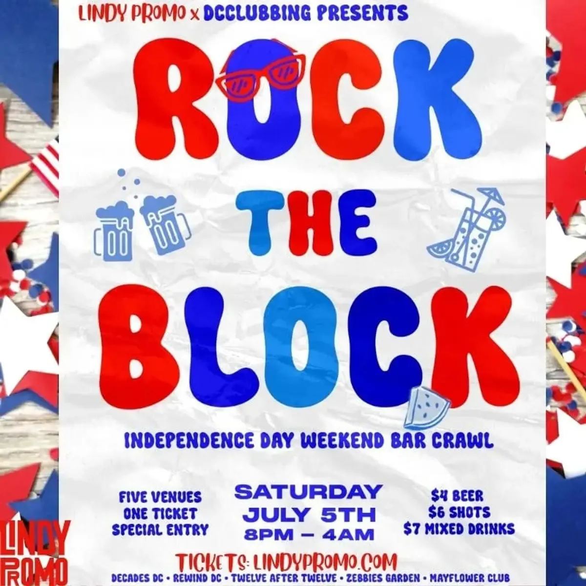 Rock The Block Independence Day Bar Crawl