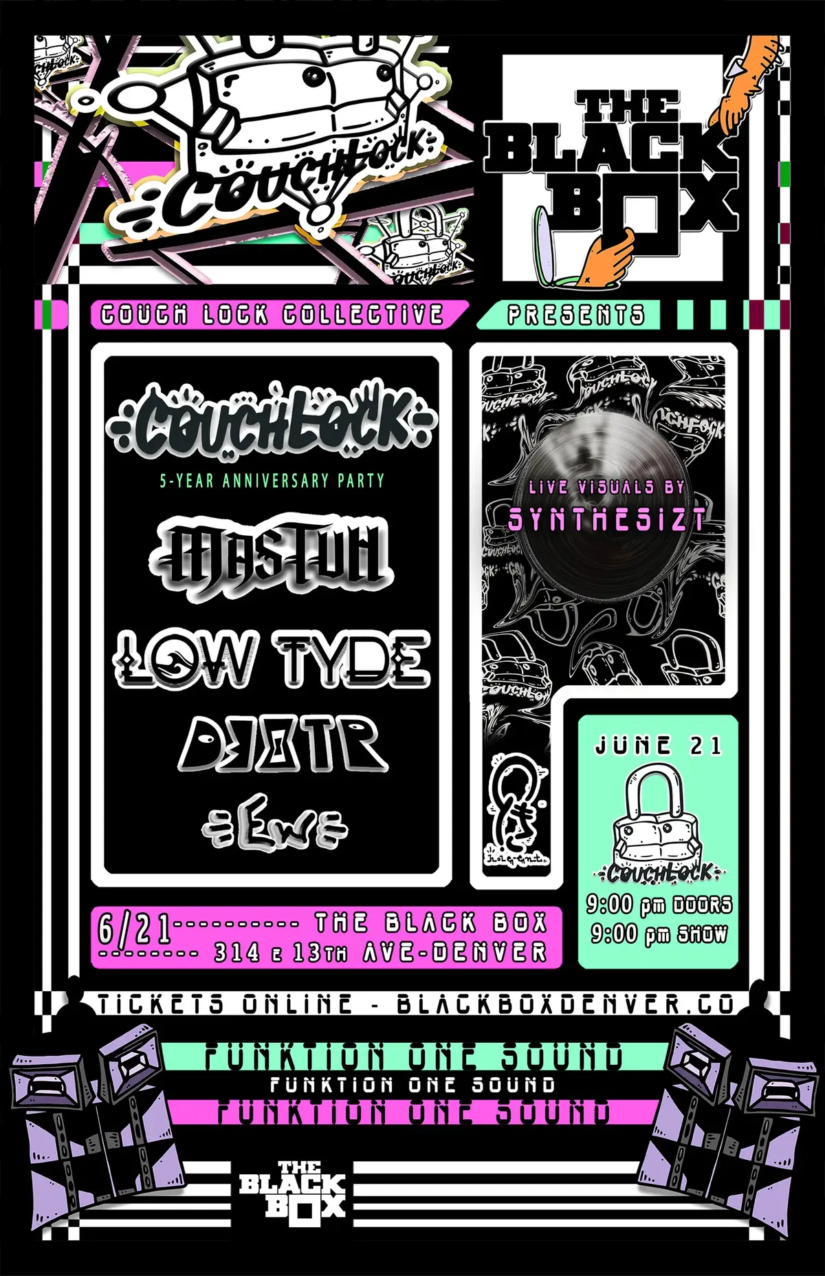 Couch Lock Collective's Five Year Anniversary: Mastuh, Low Tyde, D3XTR, Ew + Secret Guests