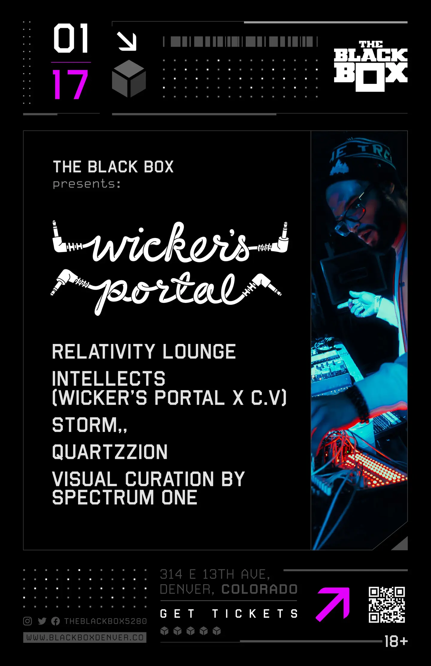 The Black Box presents: Wicker's Portal w/ Relativity Lounge, Intellects (Wicker's Portal x C.V), Storm,,,Quartzzion. Visual Curation by Spectrum One